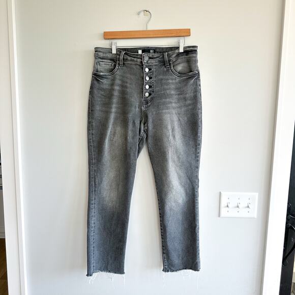 Kut from the Kloth High Rise Button Fly Mom Jeans Gray 12 - Picture 2 of 11